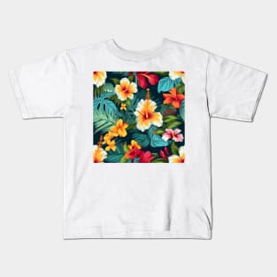 Tropical Flowers Pattern 17 Kids T-Shirt